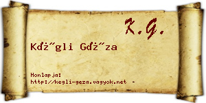 Kégli Géza névjegykártya